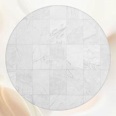 Light Grey Checkered Marble Fabric Circle Backdrop - Layoris