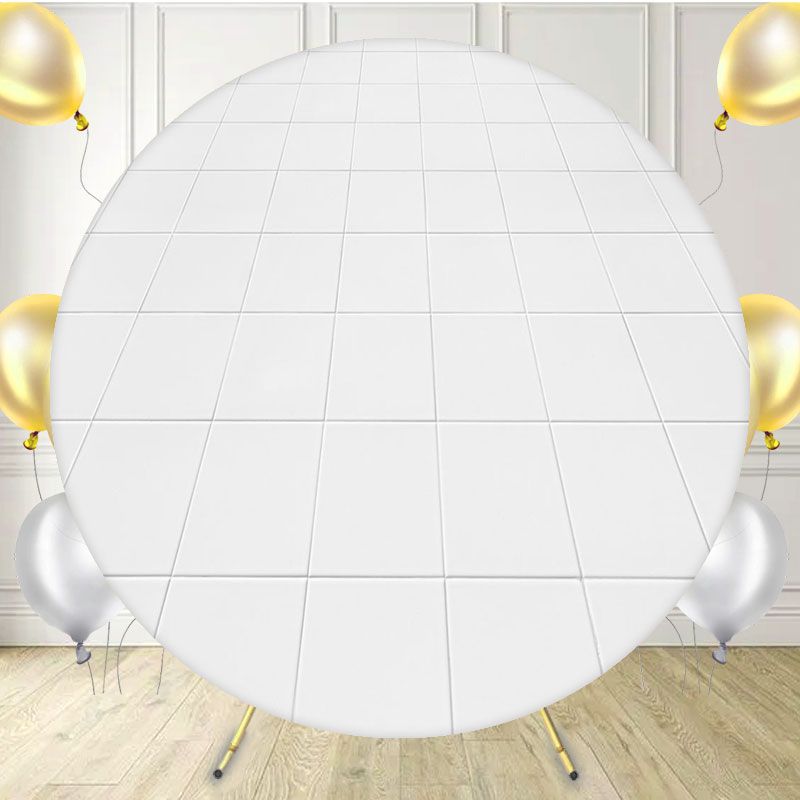 Matte White Tile Fabric Circle Backdrop - Layoris