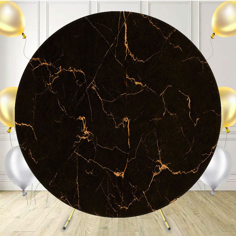 Gold Edge Black Marble Fabric Circle Backdrop - Layoris