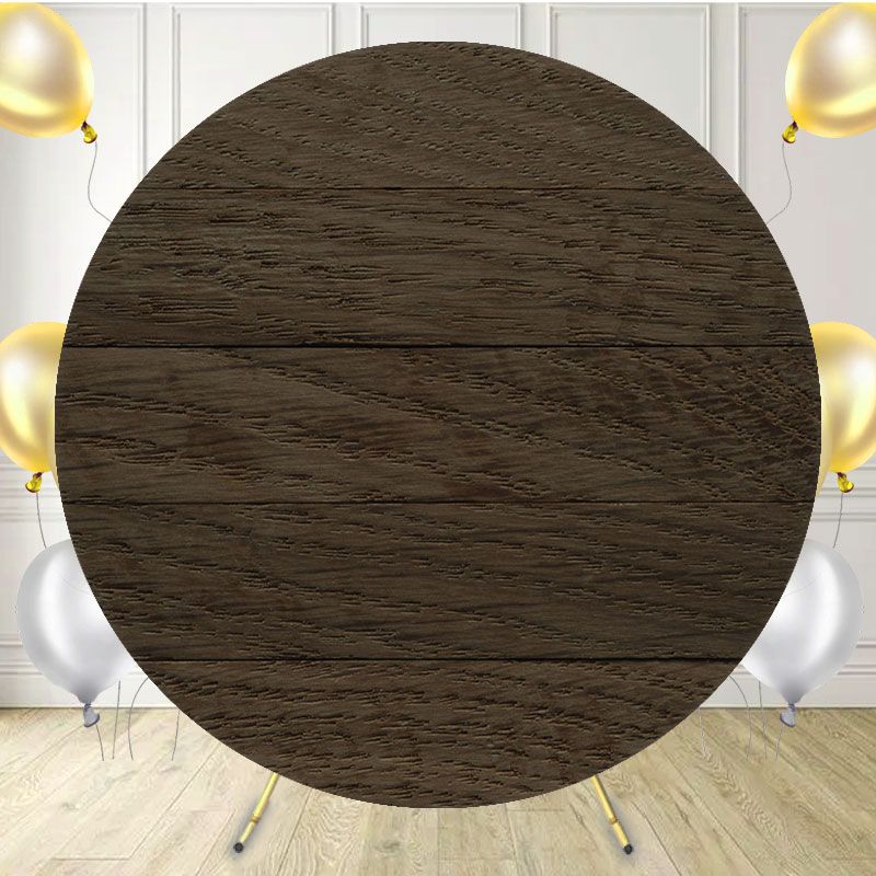 Coffee Color Wood Texture Fabric Circle Backdrop - Layoris