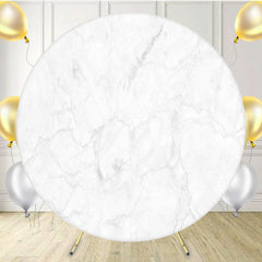 White Matte Marble Texture Fabric Circle Backdrop - Layoris
