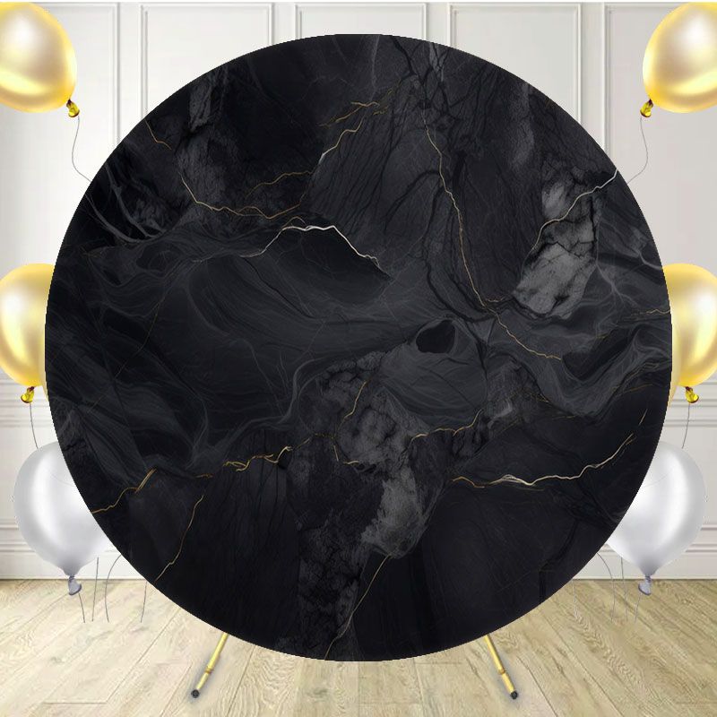 Black Marble Texture Fabric Circle Backdrop - Layoris