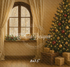 Warm Room With Windows Christmas Backdrop - Layoris