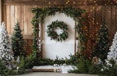 Barn Door Wreath Christmas Backdrop - Layoris