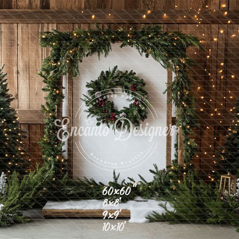Barn Door Wreath Christmas Backdrop - Layoris