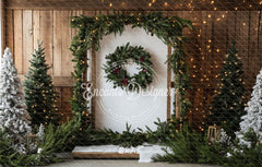 Barn Door Wreath Christmas Backdrop - Layoris