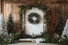 Barn Door Wreath Christmas Backdrop - Layoris