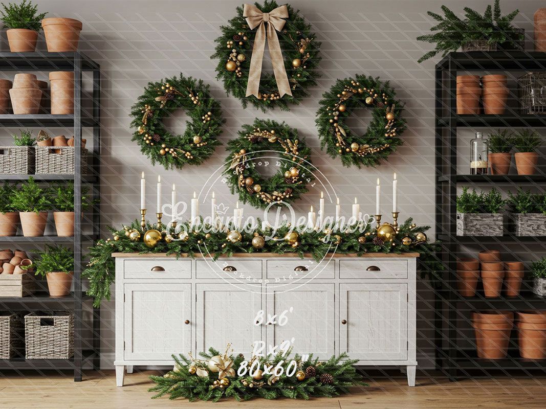 Locker Plant Display Christmas Backdrop - Layoris