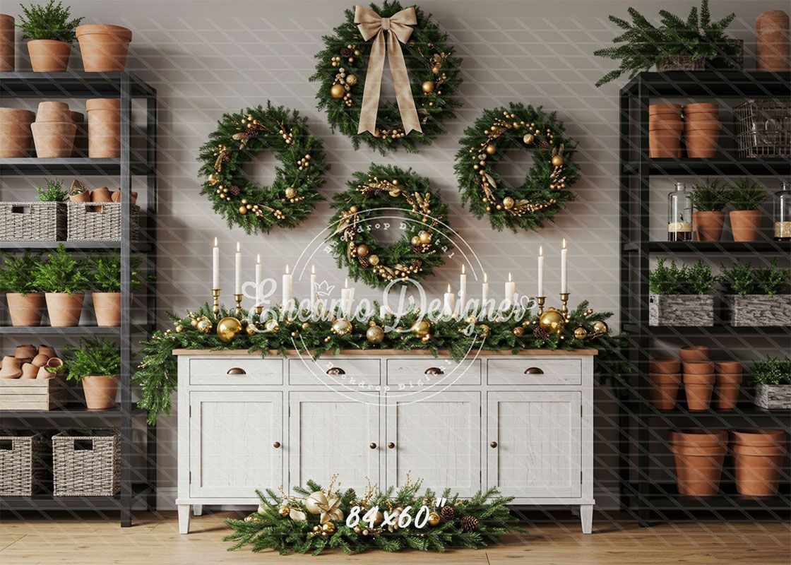 Locker Plant Display Christmas Backdrop - Layoris