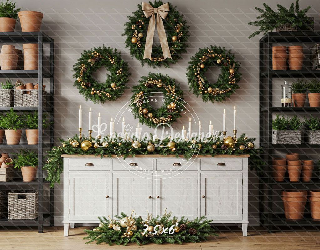 Locker Plant Display Christmas Backdrop - Layoris