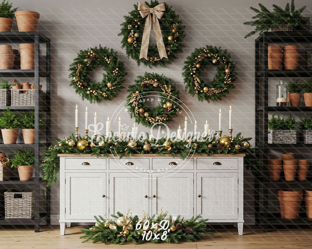 Locker Plant Display Christmas Backdrop - Layoris