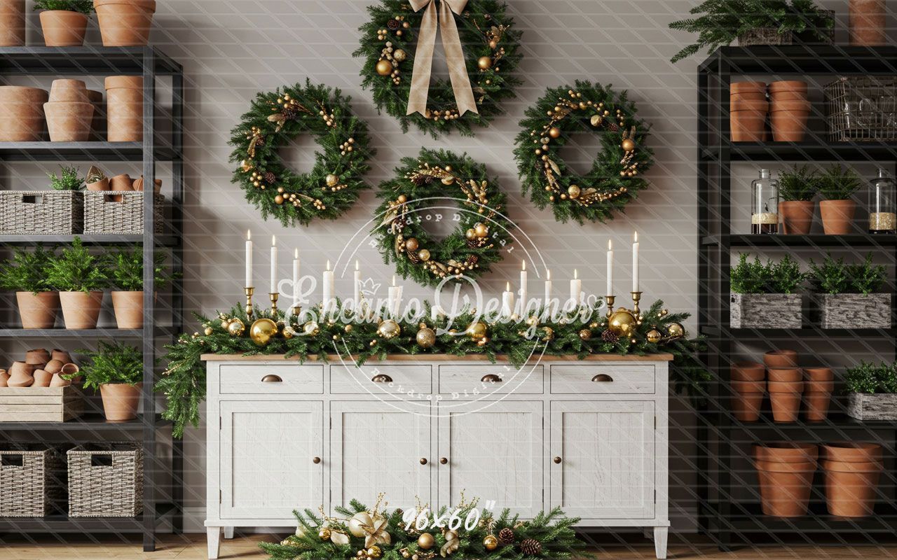 Locker Plant Display Christmas Backdrop - Layoris