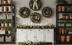 Locker Plant Display Christmas Backdrop - Layoris