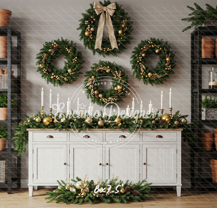 Locker Plant Display Christmas Backdrop - Layoris