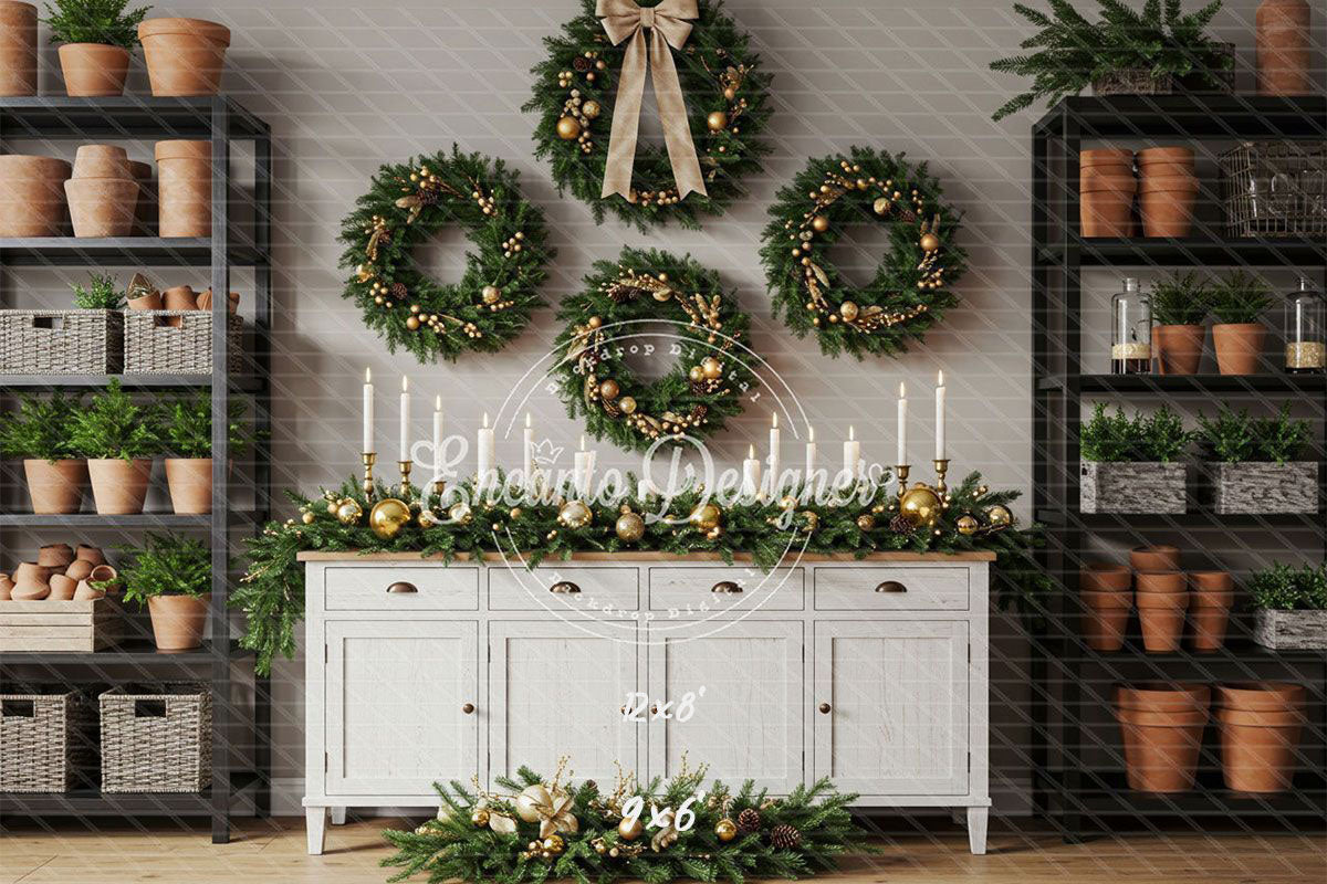 Locker Plant Display Christmas Backdrop - Layoris