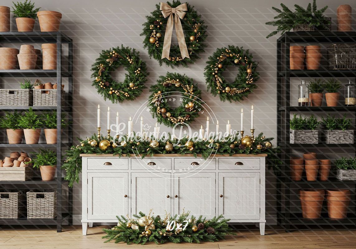 Locker Plant Display Christmas Backdrop - Layoris