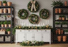 Locker Plant Display Christmas Backdrop - Layoris