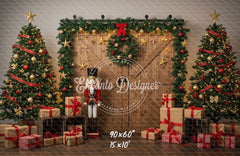 Nutcracker Barn Door Christmas Backdrop - Layoris