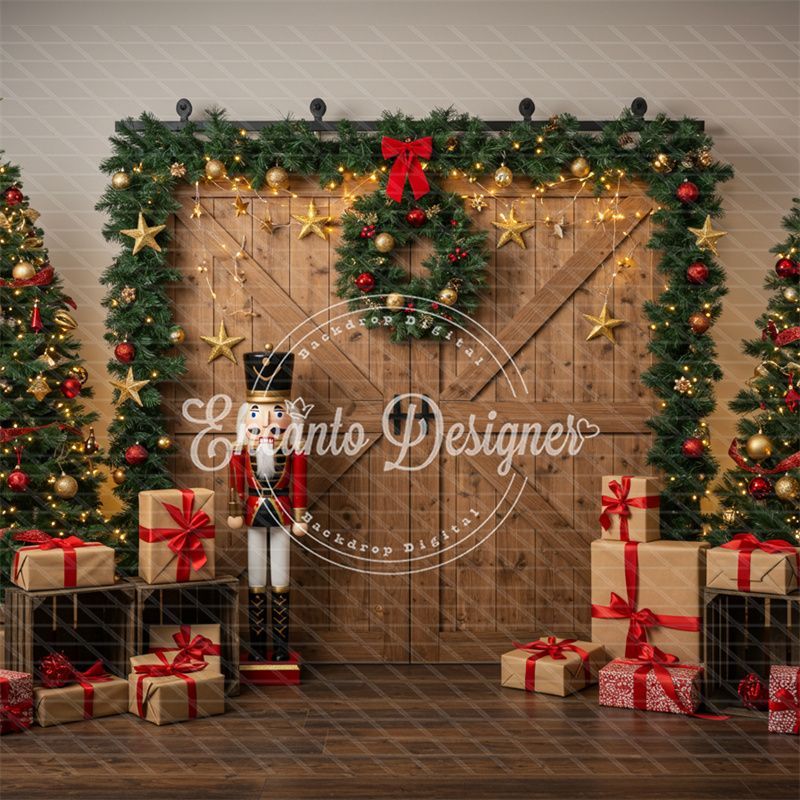 Nutcracker Barn Door Christmas Backdrop - Layoris