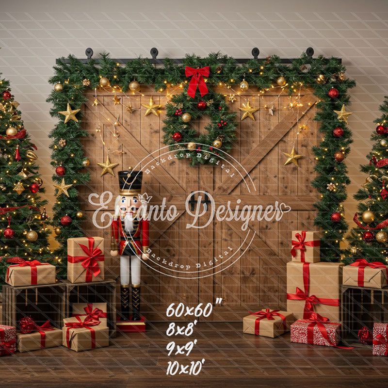 Nutcracker Barn Door Christmas Backdrop - Layoris