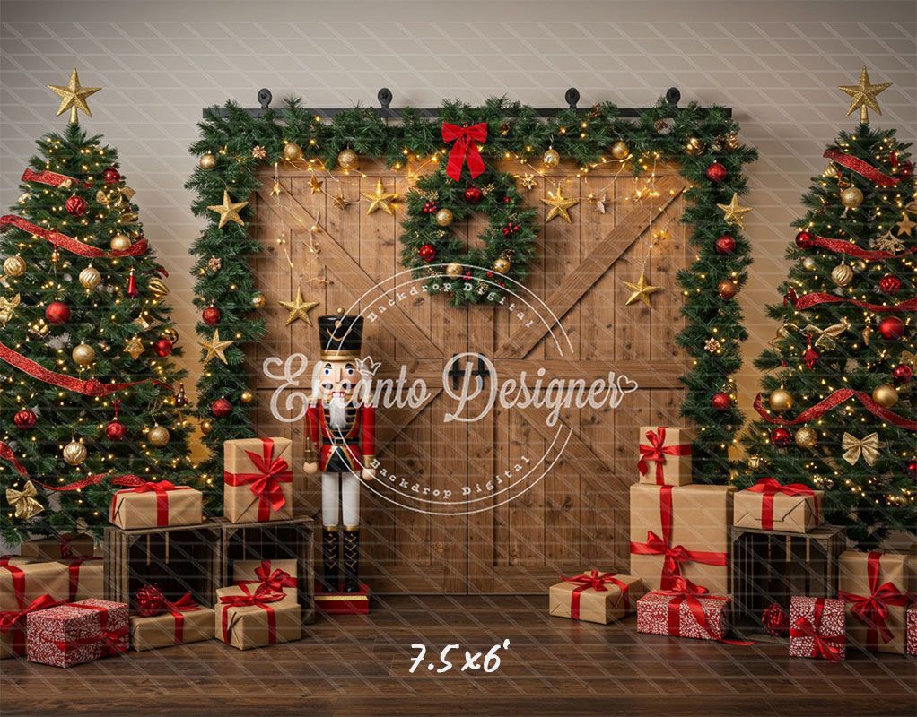 Nutcracker Barn Door Christmas Backdrop - Layoris