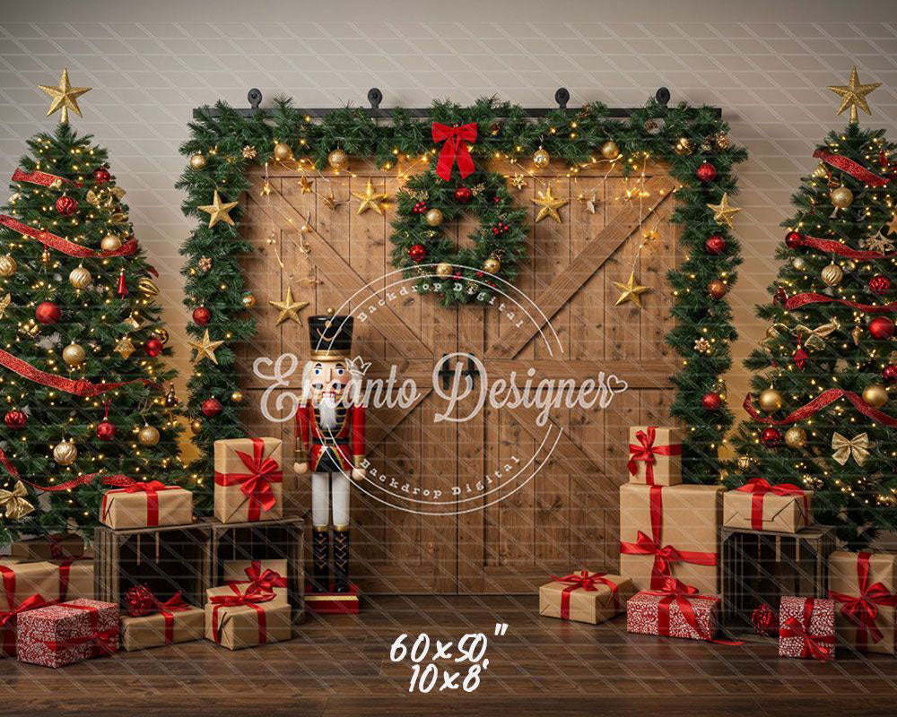 Nutcracker Barn Door Christmas Backdrop - Layoris