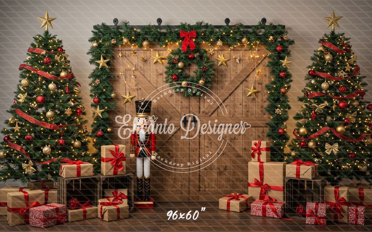 Nutcracker Barn Door Christmas Backdrop - Layoris
