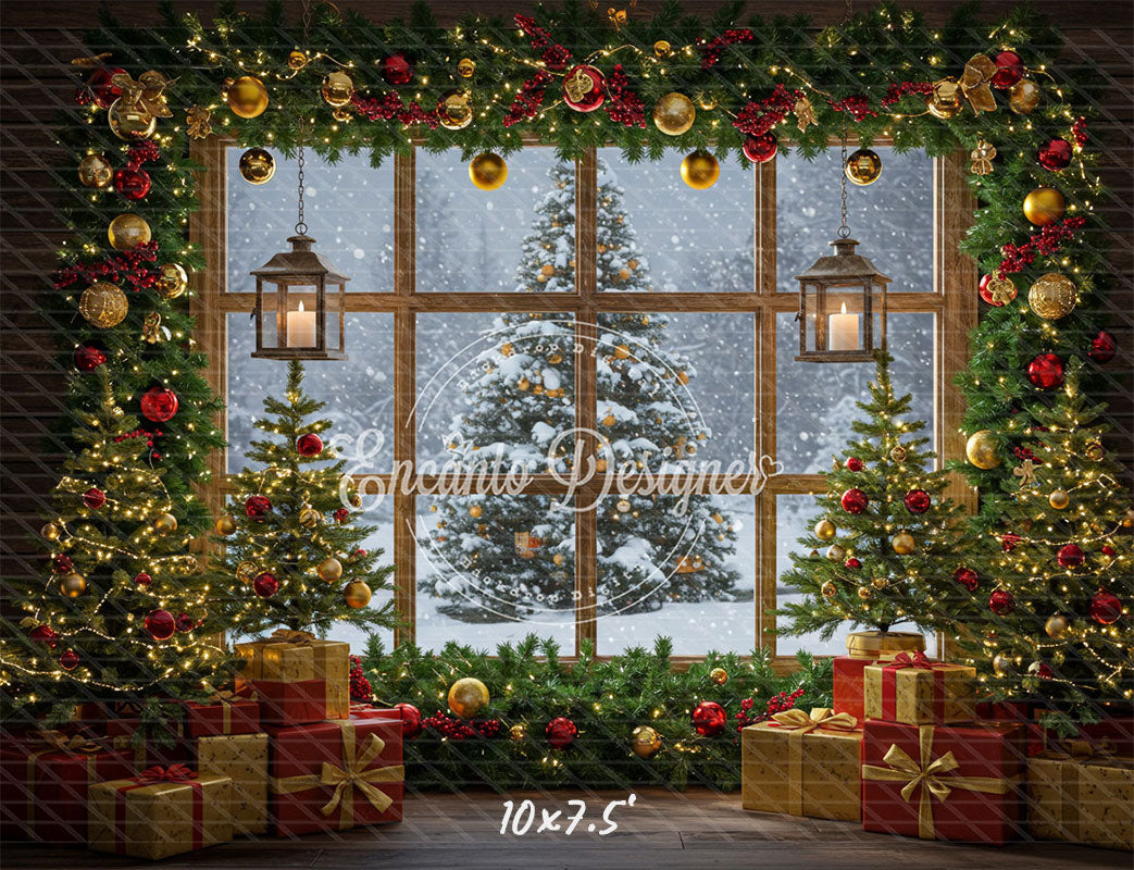 Christmas Tree Window Holiday Backdrop - Layoris