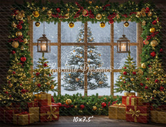Christmas Tree Window Holiday Backdrop - Layoris