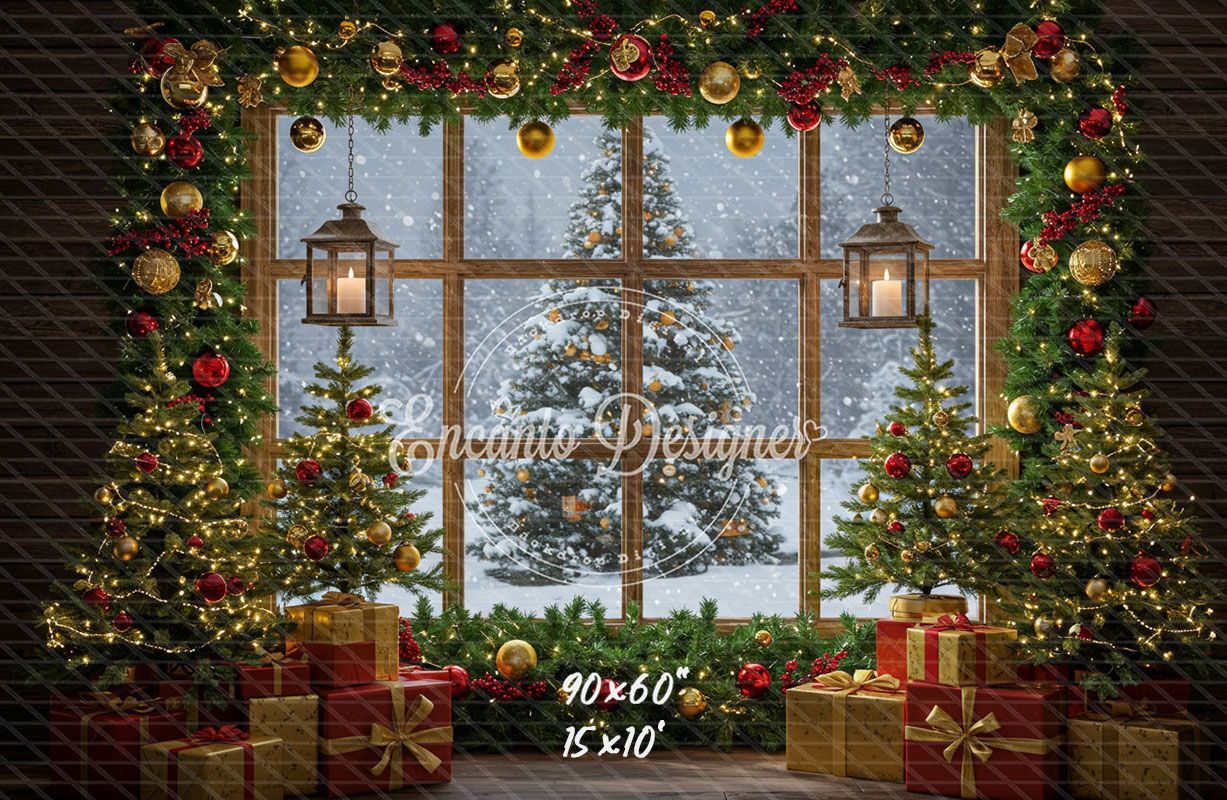 Christmas Tree Window Holiday Backdrop - Layoris