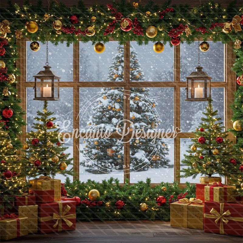 Christmas Tree Window Holiday Backdrop - Layoris