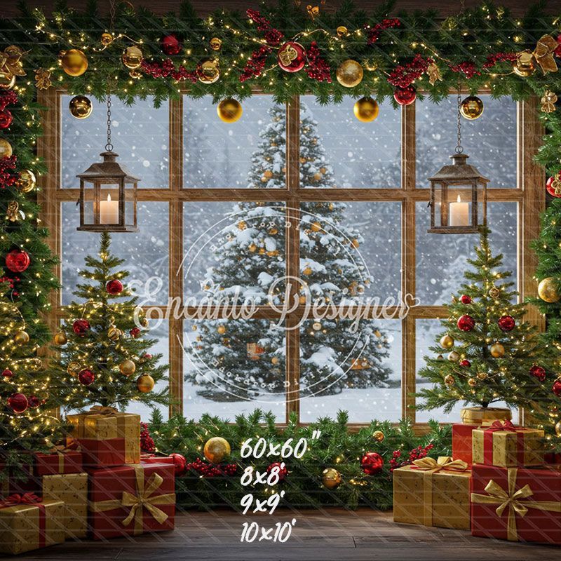 Christmas Tree Window Holiday Backdrop - Layoris