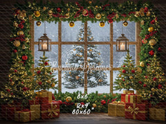 Christmas Tree Window Holiday Backdrop - Layoris