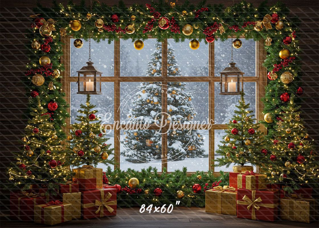 Christmas Tree Window Holiday Backdrop - Layoris