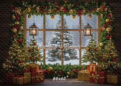 Christmas Tree Window Holiday Backdrop - Layoris