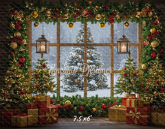 Christmas Tree Window Holiday Backdrop - Layoris