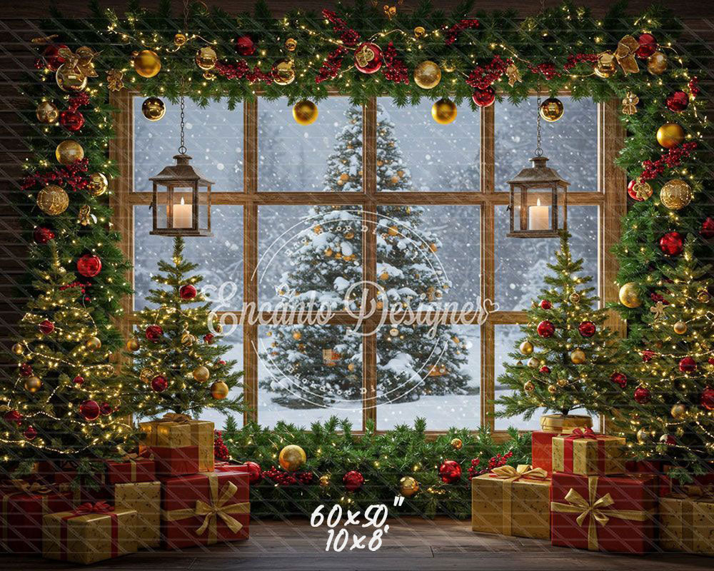 Christmas Tree Window Holiday Backdrop - Layoris