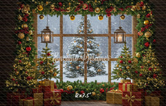 Christmas Tree Window Holiday Backdrop - Layoris