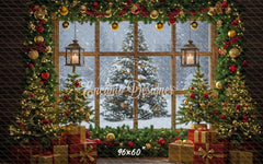 Christmas Tree Window Holiday Backdrop - Layoris