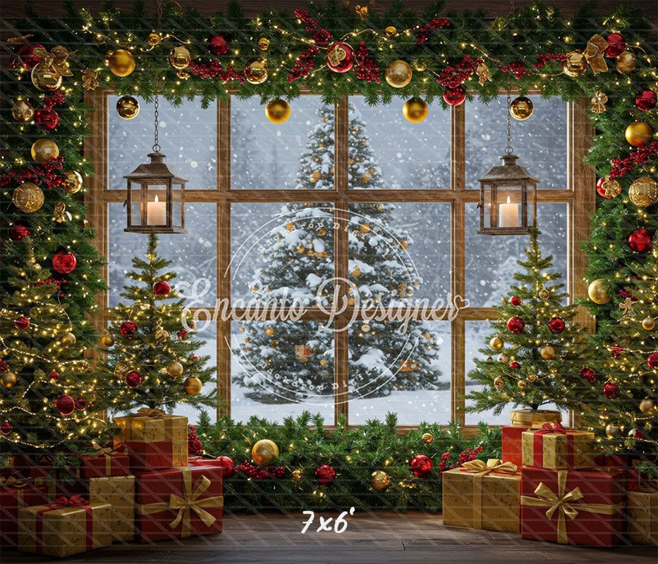 Christmas Tree Window Holiday Backdrop - Layoris