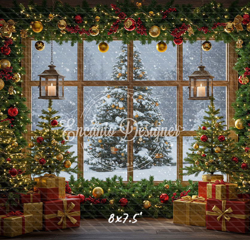 Christmas Tree Window Holiday Backdrop - Layoris