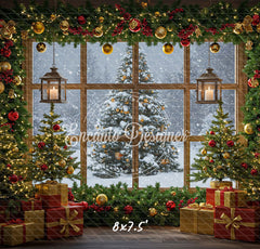 Christmas Tree Window Holiday Backdrop - Layoris