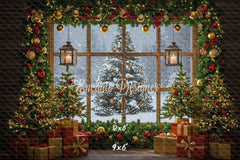 Christmas Tree Window Holiday Backdrop - Layoris