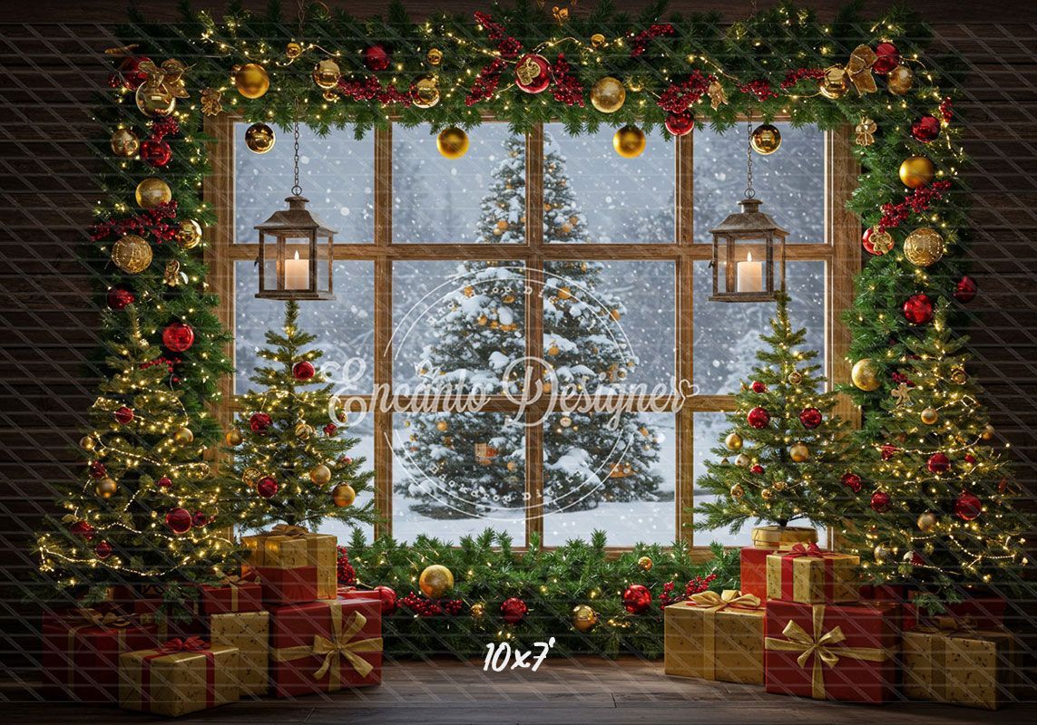 Christmas Tree Window Holiday Backdrop - Layoris