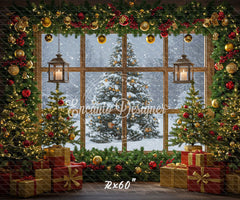 Christmas Tree Window Holiday Backdrop - Layoris