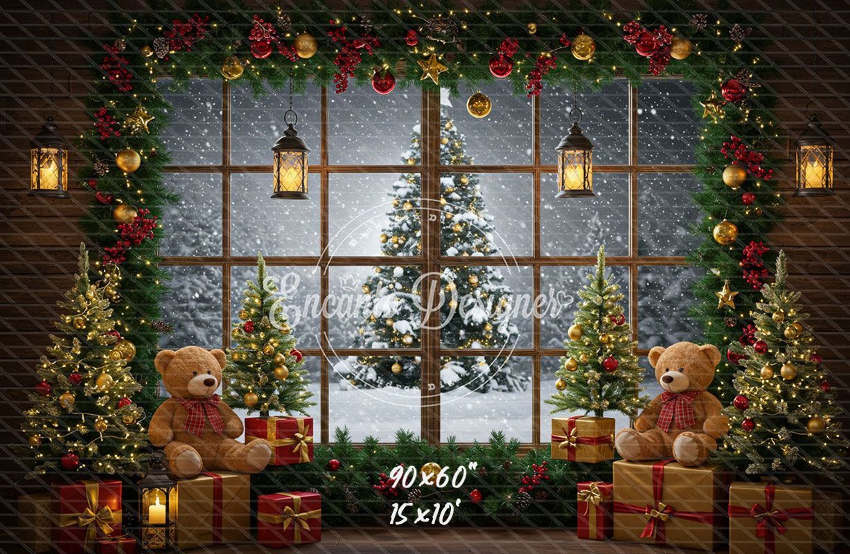 Christmas Wreath Window Holiday Backdrop - Layoris