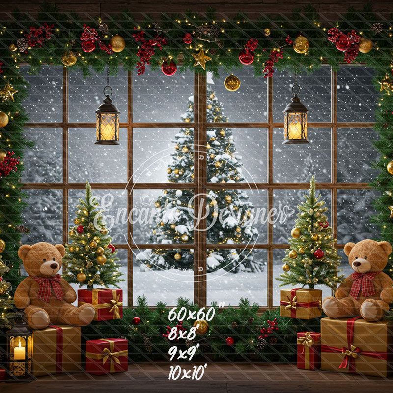 Christmas Wreath Window Holiday Backdrop - Layoris