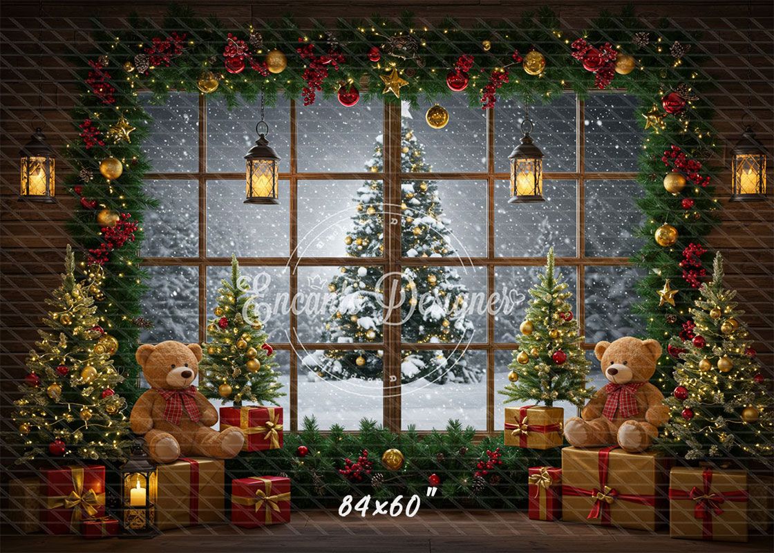Christmas Wreath Window Holiday Backdrop - Layoris