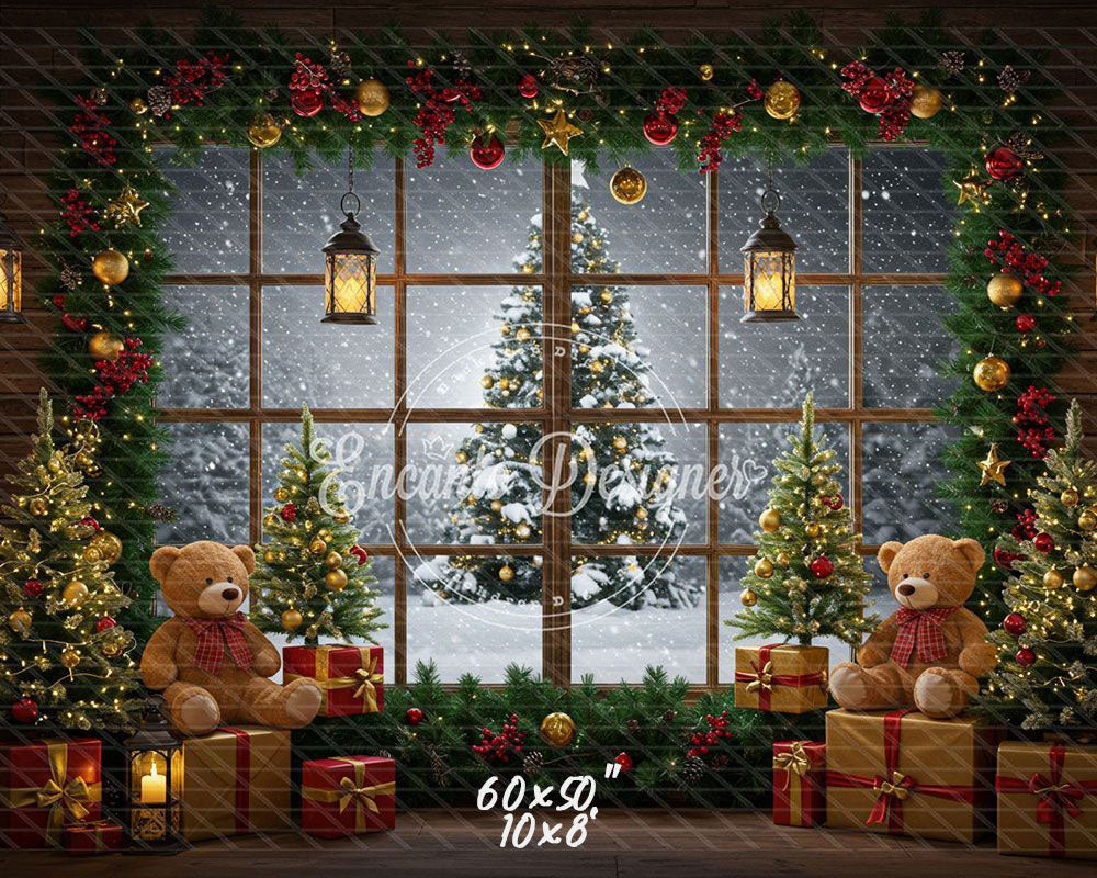 Christmas Wreath Window Holiday Backdrop - Layoris