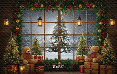 Christmas Wreath Window Holiday Backdrop - Layoris